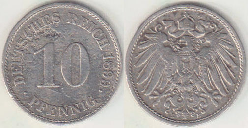 1899 E Germany 10 Pfennig A004542